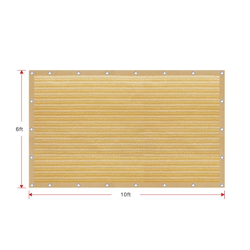 Shatex 90% Shade Fabric 6' x 10' Sun Shade Cloth with Grommets for Pergola Cover Canopy, Wheat, 12 Bungee Balls - Image 3